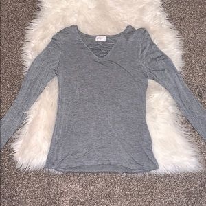 Gray long sleeved top